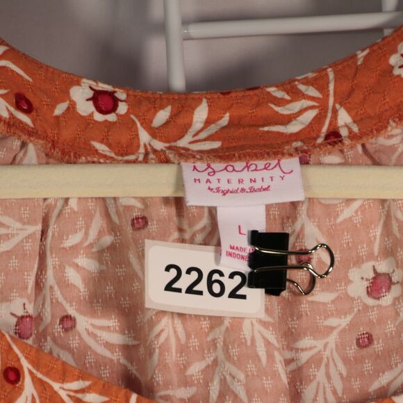 Isabel Maternity Blouse Womens Large Floral Textured Square Neck 3/4 Sleeve Top - Picture 12 of 12